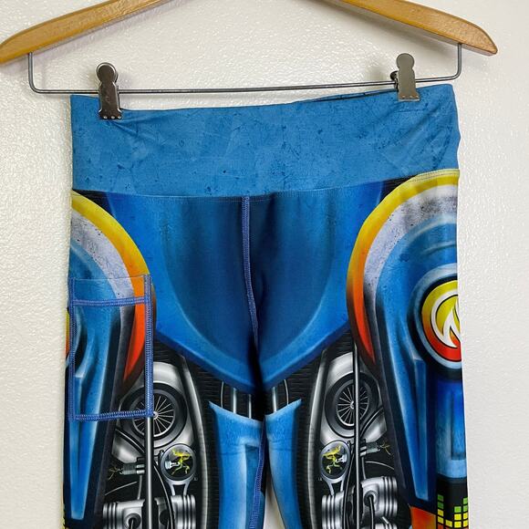 INKnBurn Womens Cropped Tights Size 6 Biodroid Robot Run Jog Train Art Gym - Picture 3 of 9